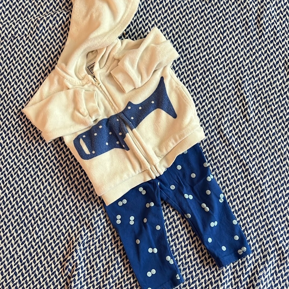 Christian Robinson terrycloth hoodie with matching polka dot leggings